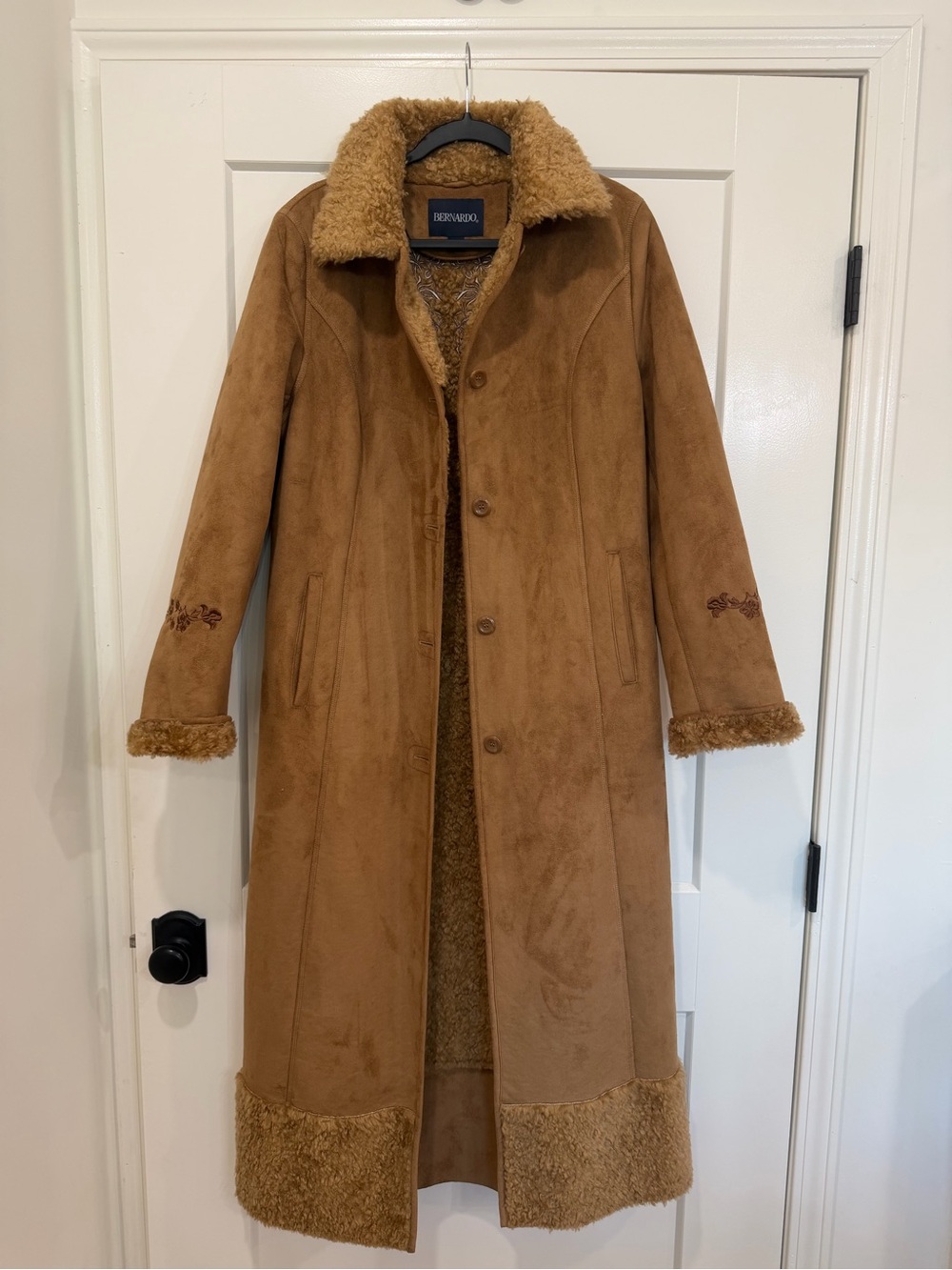 Bernardo women’s M Penny Lane Faux Shearling embroidered long coat - Picture 14 of 14